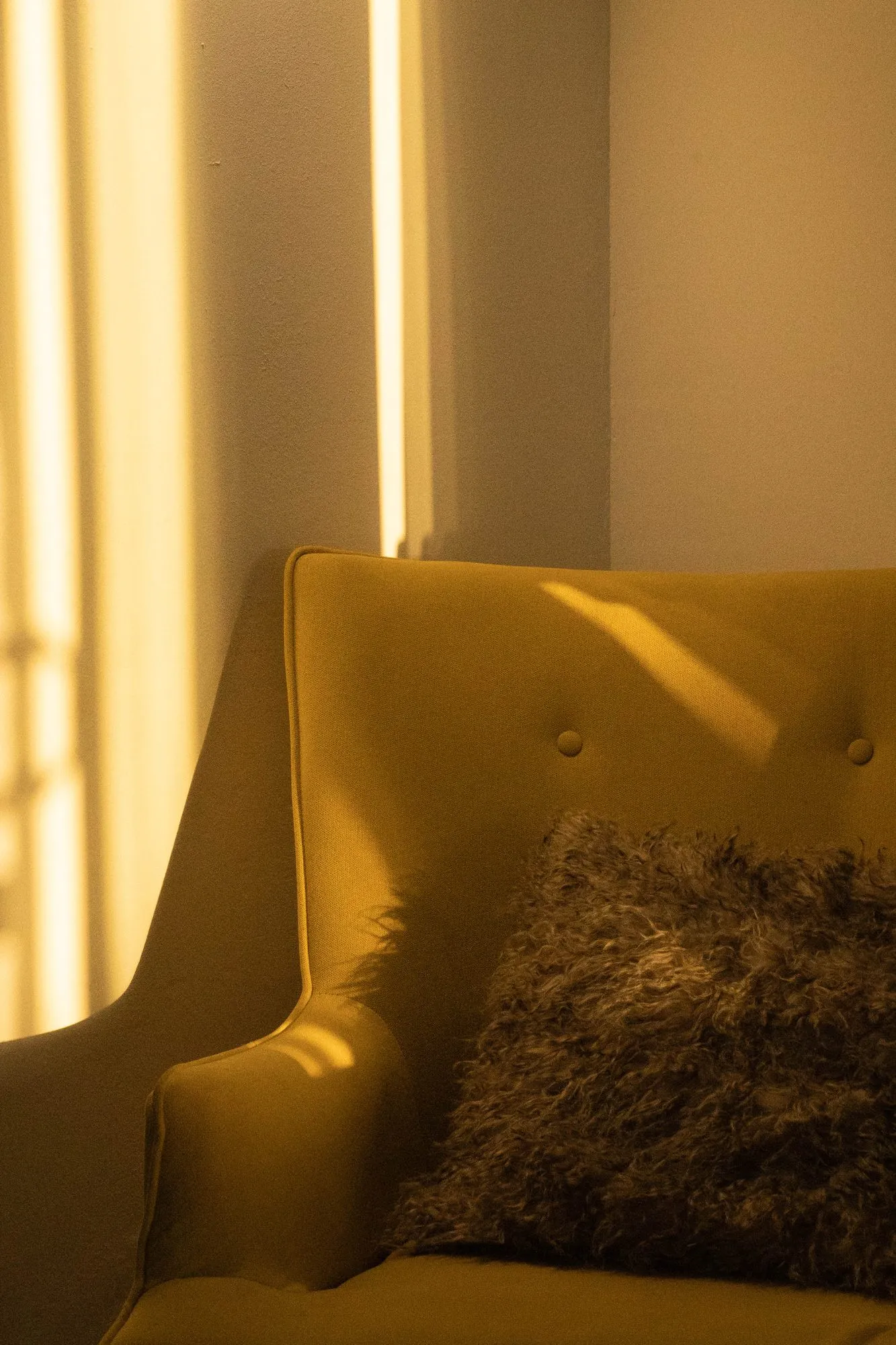 An armchair in the late sun